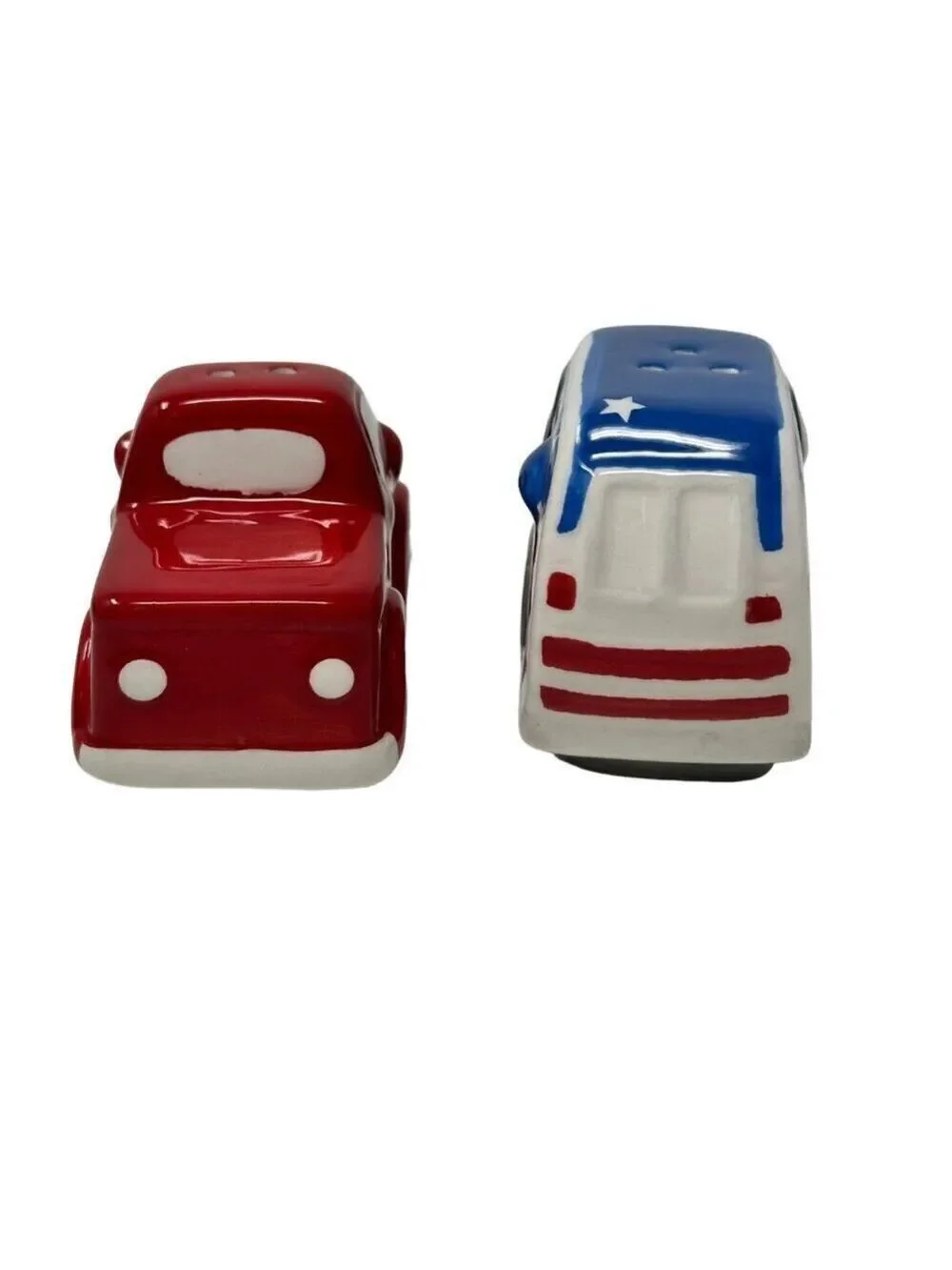 Red Truck Patriotic Summer July 4 Salt Pepper Shaker Set Camper Trailer NEW Blue